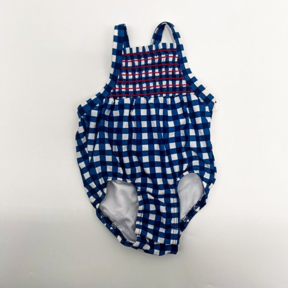 Cat & Jack Plaid Bow Baby Infant Girl Swimsuit One Piece Bathing Suit 6-9 months - Picture 2 of 5